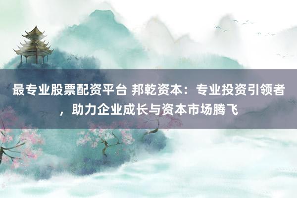 最专业股票配资平台 邦乾资本：专业投资引领者，助力企业成长与资本市场腾飞