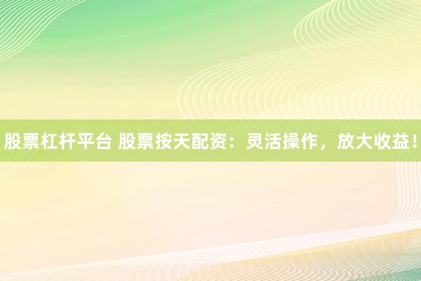 股票杠杆平台 股票按天配资:灵活操作,放大收益!