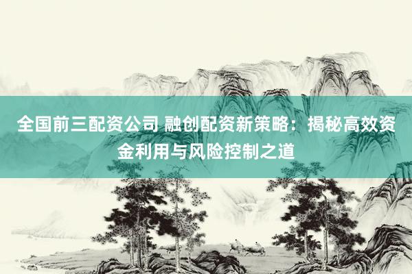 全国前三配资公司 融创配资新策略:揭秘高效资金利用与风险控制之道