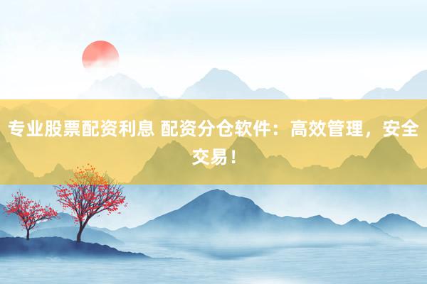 专业股票配资利息 配资分仓软件：高效管理，安全交易！