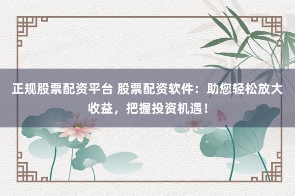 正规股票配资平台 股票配资软件:助您轻松放大收益,把握投资机遇!