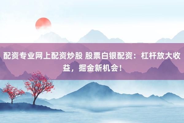 配资专业网上配资炒股 股票白银配资:杠杆放大收益,掘金新机会!