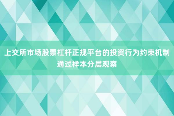 上交所市场股票杠杆正规平台的投资行为约束机制通过样本分层观察