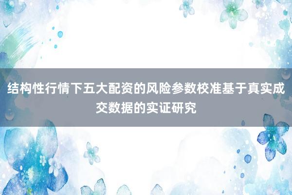 结构性行情下五大配资的风险参数校准基于真实成交数据的实证研究