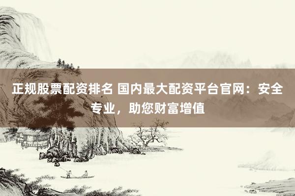 正规股票配资排名 国内最大配资平台官网：安全专业，助您财富增值