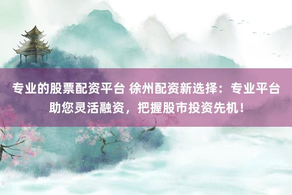 专业的股票配资平台 徐州配资新选择：专业平台助您灵活融资，把握股市投资先机！