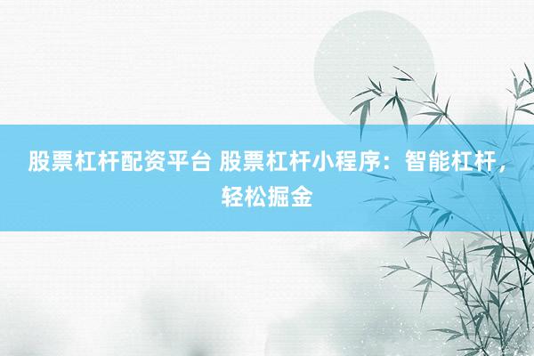 股票杠杆配资平台 股票杠杆小程序：智能杠杆，轻松掘金