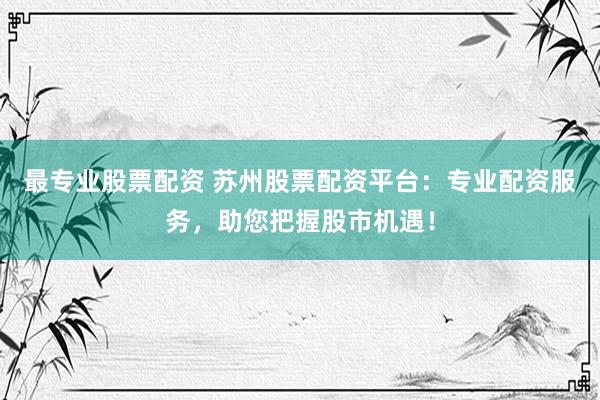 最专业股票配资 苏州股票配资平台：专业配资服务，助您把握股市机遇！